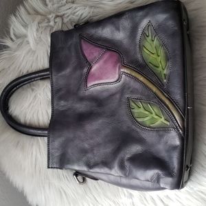 Purple Flower Appliqué Tote Bag